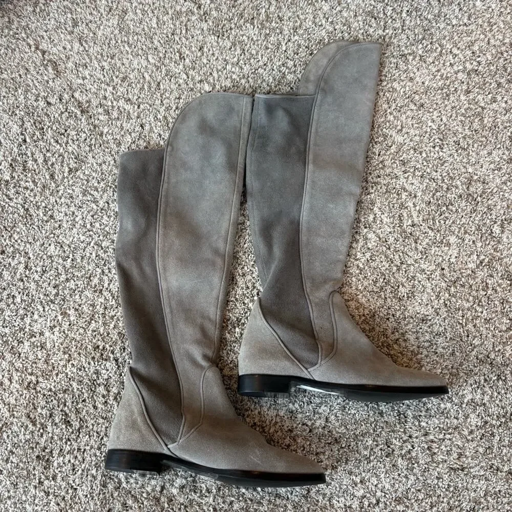 Joe Sanchez Women's Suede Over-The-Knee Boots in Gray Size 39 (8.5)
